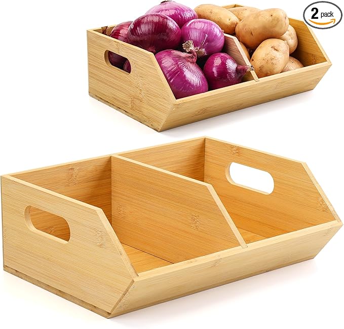2 Set Bamboo Pantry Storage Bins manufacturers