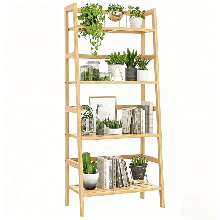 4-Tier Bamboo Ladder Shelf manufacturers