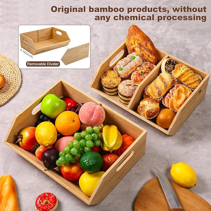 2 Set Bamboo Pantry Storage Bins 3 2 Set Bamboo Pantry Storage Bins 3